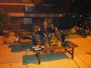 I don't know if this guy was an actual marine, but he was wearing a vest with a marine patch on it.