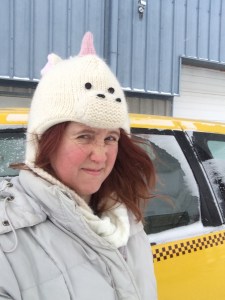 squinty snow-pelted selfie